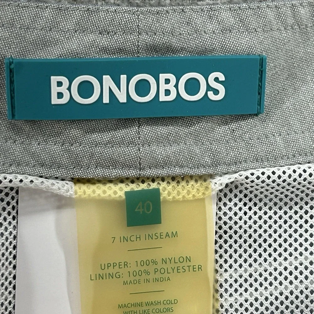 Bonobos Board Shorts Men Size 40x7 Gray Striped Beach Lined Summer Drawstrings